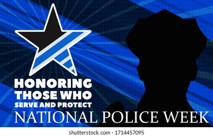 National Police Week. Celebrated in the United States in May. Police Officers Honor and Memorial Day. Poster, card, banner, background design. Vector illustration eps 10.