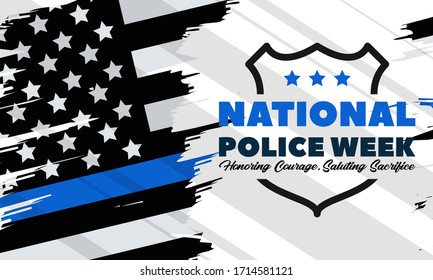 National Police Week. Celebrated in the United States in May. Police Officers Honor and Memorial Day. Poster, card, banner, background design. Vector illustration eps 10.