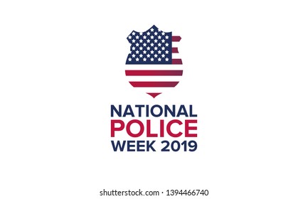 National Police Week in May. Celebrated annual in United States. In honor of the police. Officers Memorial Day. Poster, card, banner and background. Vector illustration