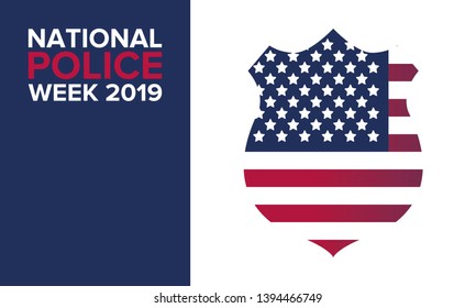 National Police Week in May. Celebrated annual in United States. In honor of the police. Officers Memorial Day. Poster, card, banner and background. Vector illustration