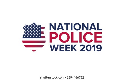 National Police Week in May. Celebrated annual in United States. In honor of the police. Officers Memorial Day. Poster, card, banner and background. Vector illustration