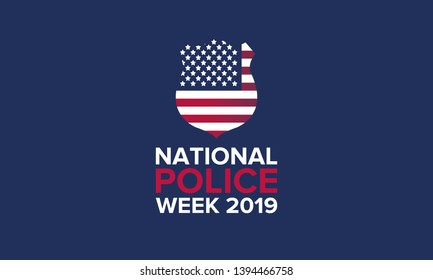 National Police Week in May. Celebrated annual in United States. In honor of the police. Officers Memorial Day. Poster, card, banner and background. Vector illustration