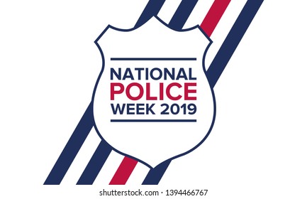 National Police Week in May. Celebrated annual in United States. In honor of the police. Officers Memorial Day. Poster, card, banner and background. Vector illustration