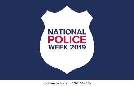 National Police Week in May. Celebrated annual in United States. In honor of the police. Officers Memorial Day. Poster, card, banner and background. Vector illustration