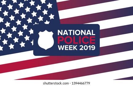 National Police Week in May. Celebrated annual in United States. In honor of the police. Officers Memorial Day. Poster, card, banner and background. Vector illustration