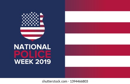 National Police Week in May. Celebrated annual in United States. In honor of the police. Officers Memorial Day. Poster, card, banner and background. Vector illustration