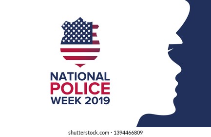 National Police Week in May. Celebrated annual in United States. In honor of the police. Officers Memorial Day. Poster, card, banner and background. Vector illustration