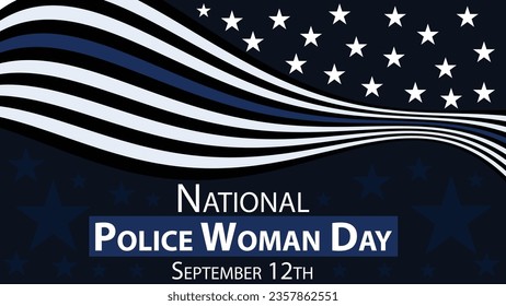 National Police Woman Day banner vector design with stars, stripes and blue, white, black colors. Happy National Police Woman Day celebration and remembrance modern graphic poster.