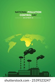 Afiche del Vector del Día Nacional de Control de la Contaminación 2 de diciembre