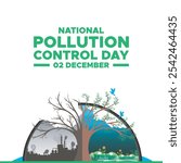 National pollution control day. 2nd December. National pollution control day poster, banner. Vector illustration.National Pollution Control Day Vector, Typographic Design.