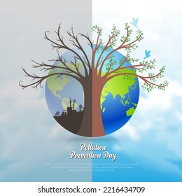 National pollution control day design background vector. World pollution prevention day design background vector