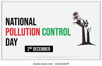 National Pollution Control Day, Pollution control day, design, 2nd december, typography, poster, banner, sticker, awareness, factory, pollution, atmosphere, environment, eps, editable, air pollution.