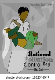 National pollution control day on December 2nd Vector Illustration. The Bhopal Gas Tragedy in India.