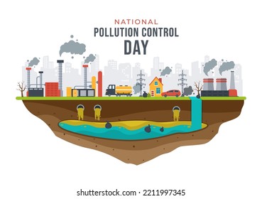 Nationaler Tag der Verhütung von Umweltverschmutzung für Aufklärungskampagnen über Fabrik-, Wald- oder Fahrzeugprobleme in handgezeichneten Cartoon-Flach-Illustrationen