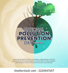 National pollution prevention day background with a clean and polluted earth condition