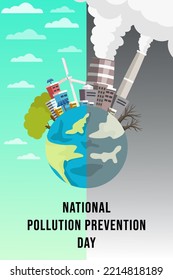 Nationales Tagesbanner für die Verhütung der Verschmutzung mit sauberer Umwelt und verschmutzter Umwelt