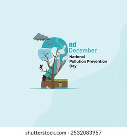 Día Nacional de Prevención de la Contaminación. Vector de fondo de diseño del día nacional de control de la contaminación. Día Mundial de la Prevención de la Contaminación Vector de fondo de diseño