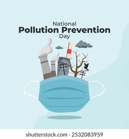 Día Nacional de Prevención de la Contaminación. Vector de fondo de diseño del día nacional de control de la contaminación. Día Mundial de la Prevención de la Contaminación Vector de fondo de diseño