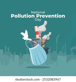 Día Nacional de Prevención de la Contaminación. Vector de fondo de diseño del día nacional de control de la contaminación. Día Mundial de la Prevención de la Contaminación Vector de fondo de diseño