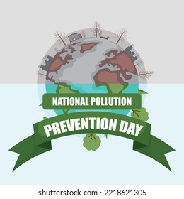 National Pollution Prevention Day Design With Polluted Planet Earth