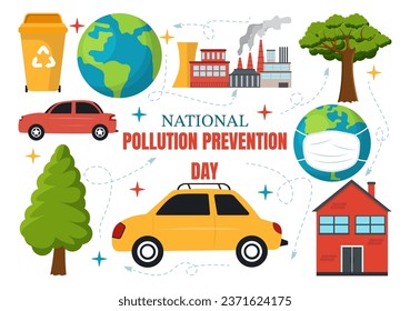 National Pollution Prevention Day Vector Illustration on 2 December for Awareness Campaign Factory, Forest or Vehicle Problems in Cartoon Background