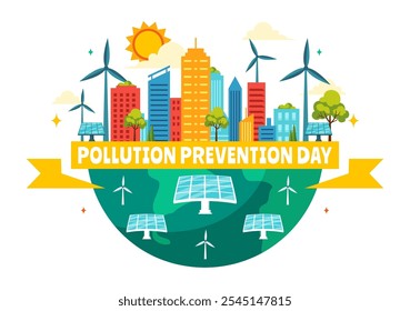 National Pollution Prevention Day Vector Illustration on 2 December for Awareness Campaign, featuring Factory, Forest, and Vehicle Pollution Issues