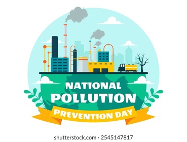 National Pollution Prevention Day Vector Illustration on 2 December for Awareness Campaign, featuring Factory, Forest, and Vehicle Pollution Issues