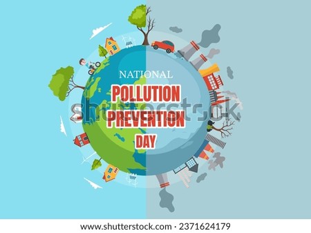 National Pollution Prevention Day Vector Illustration on 2 December for Awareness Campaign Factory, Forest or Vehicle Problems in Cartoon Background