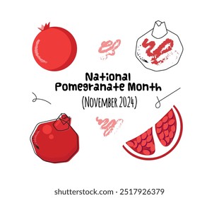 National pomegranate month card banner illustration