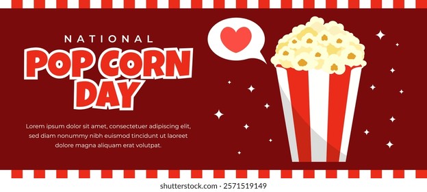 National pop corn day horizontal banner template vector design