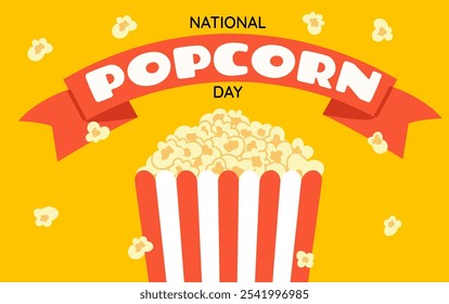 National popcorn day.  Banner design template. January 19.
