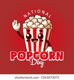 National Popcorn Day. Popcorn Day celebration background. Happy Popcorn Day banner. January 19 event. Cartoon vector illustration design template for poster, flyer, greeting, card, cover, social media