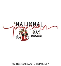 National Popcorn Day. Popcorn Day celebration. Cartoon Vector illustration design Template for Poster, Banner, Flyer, Greeting