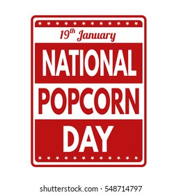 National popcorn day grunge rubber stamp, vector illustration