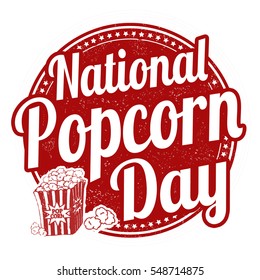 National popcorn day grunge rubber stamp, vector illustration