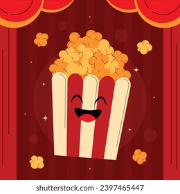 National Popcorn Day. Happy Popcorn Day background. Popcorn Day celebration. January 19. Cartoon Vector illustration design Template for Poster, Banner, Flyer, Greeting, Card, Cover, Post.