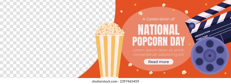 National Popcorn Day. Happy Popcorn Day background. Popcorn Day celebration. January 19. Cartoon Vector illustration design Template for Poster, Banner, Flyer, Greeting, Card, Cover, Post.