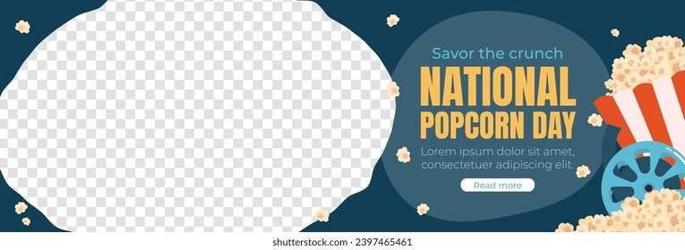 National Popcorn Day. Happy Popcorn Day background. Popcorn Day celebration. January 19. Cartoon Vector illustration design Template for Poster, Banner, Flyer, Greeting, Card, Cover, Post.