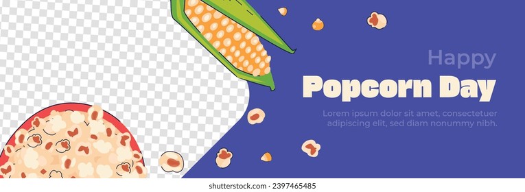 National Popcorn Day. Happy Popcorn Day background. Popcorn Day celebration. January 19. Cartoon Vector illustration design Template for Poster, Banner, Flyer, Greeting, Card, Cover, Post.