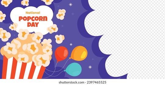 National Popcorn Day. Happy Popcorn Day background. Popcorn Day celebration. January 19. Cartoon Vector illustration design Template for Poster, Banner, Flyer, Greeting, Card, Cover, Post.