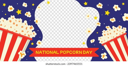 National Popcorn Day. Happy Popcorn Day background. Popcorn Day celebration. January 19. Cartoon Vector illustration design Template for Poster, Banner, Flyer, Greeting, Card, Cover, Post.