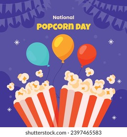 National Popcorn Day. Happy Popcorn Day background. Popcorn Day celebration. January 19. Cartoon Vector illustration design Template for Poster, Banner, Flyer, Greeting, Card, Cover, Post.