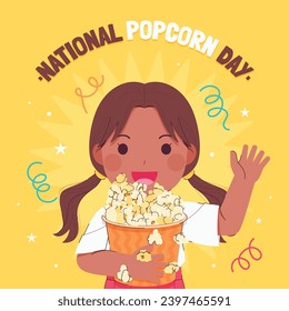 National Popcorn Day. Happy Popcorn Day background. Popcorn Day celebration. January 19. Cartoon Vector illustration design Template for Poster, Banner, Flyer, Greeting, Card, Cover, Post.