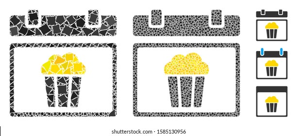 National popcorn day icon mosaic of trembly parts in various sizes and color tinges, based on national popcorn day icon. Vector unequal parts are organized into collage.