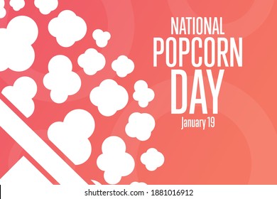 National Popcorn Day. January 19. Holiday concept. Template for background, banner, card, poster with text inscription. Vector EPS10 illustration