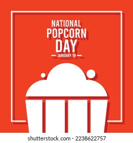 National popcorn day. January 19. Popcorn icon. Flat design vector. Poster, banner, card, background. Eps 10.