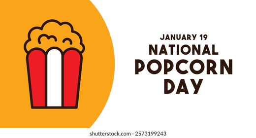 National Popcorn Day. January 19. Banner, card, background. Eps 10.