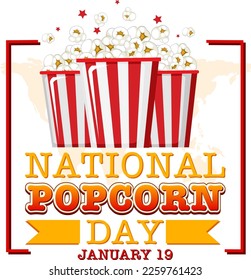 National Popcorn Day Logo Banner illustration