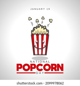 National popcorn day theme cartoon icon. Vector illustration. Suitable for Poster, Banners, background and greeting card.