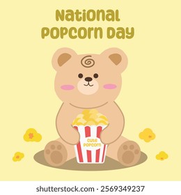 National popcorn day vector design for national popcorn day celebration. Suitable for flat design graphic illustration for social media ads, flyer design, banner, template, poster, etc